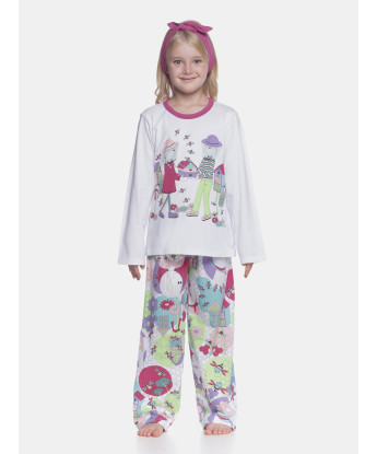 Pijama Feminino Infantil manga longa e calça Estampa Pat e Bill