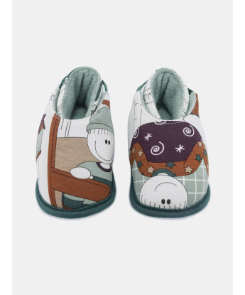 Pantufa Masculina Baby Fechada Com Elástico e Estampa Corrida 