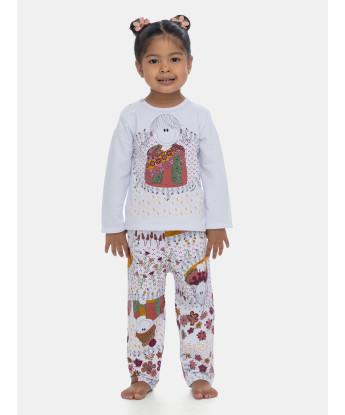 Conjunto de Pijama Feminino Infantil Manga Longa e Calça Pat