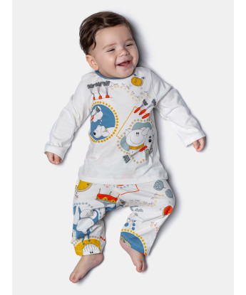 Pijama Sonhart Bebê Menino Manga Longa e Calça Estampa Ted e Nina