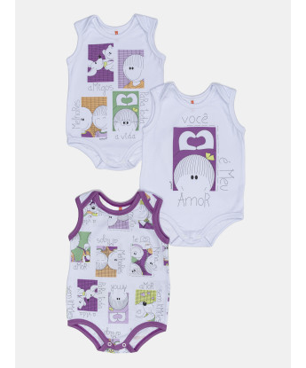 Kit Body Feminino Bebe Sem Mangas 