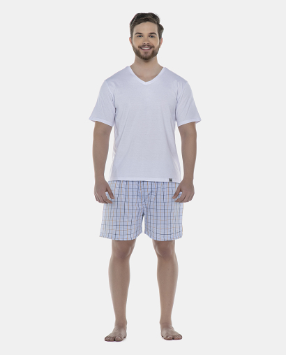 Pijama Masculino Adulto Manga Curta e Short Tricoline