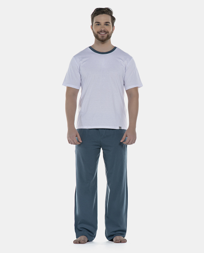 Pijama Masculino Adulto Manga Curta e Calça