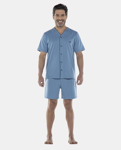 Pijama Masculino Adulto Manga Curta e Short Aberto