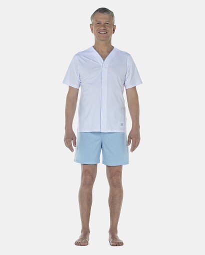 Pijama Masculino Adulto Manga Curta Com Abertura e Short