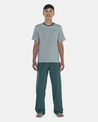 Pijama Masculino Adulto Manga Curta e Calça