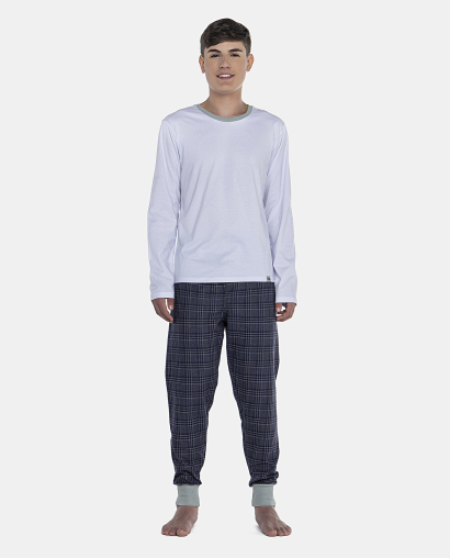 Pijama Masculino Adulto Manga Longa e Calça Flanelada Com Punhos