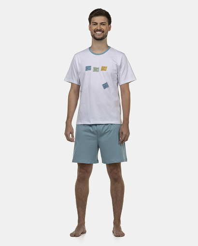 Pijama Masculino Adulto Manga Curta e Short