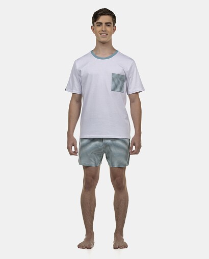 Pijama Masculino Adulto Manga Curta e Short