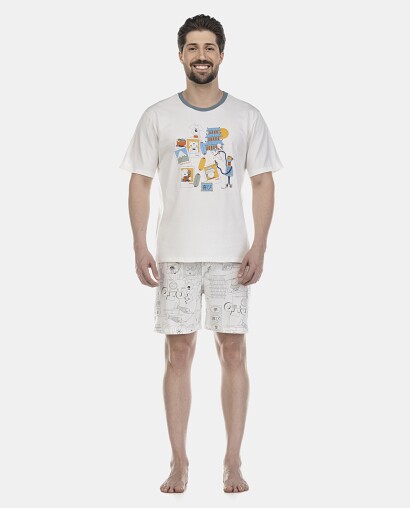 Pijama Masculino Adulto Manga Curta e Short