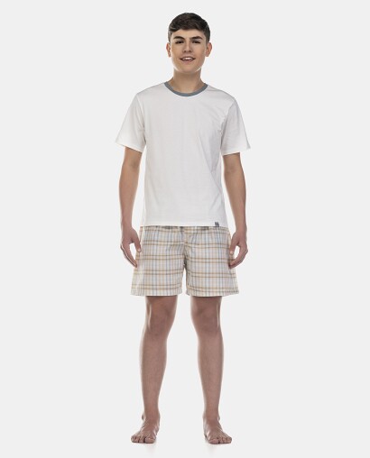 Pijama Masculino Adulto Manga Curta e Short Tricoline