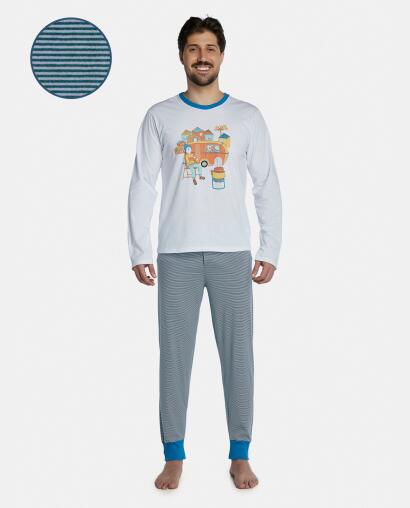Pijama Masculino Adulto Manga Longa e Calça