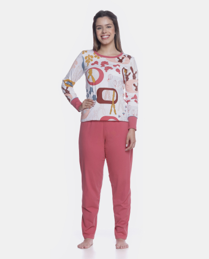 Conjunto Feminino Adulto Manga Longa e Calça