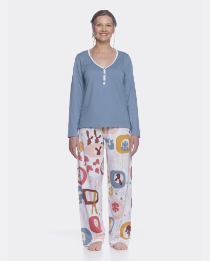 Homewear clássico manga longa e calça       