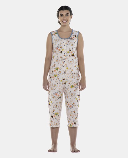 Pijama Feminino Adulto Regata Aberta e Corsário