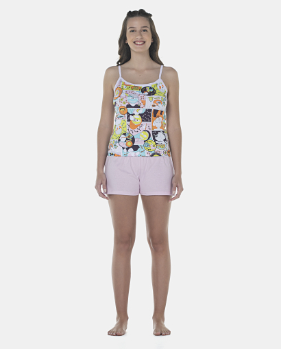 Pijama Feminino Adulto Alça e Short