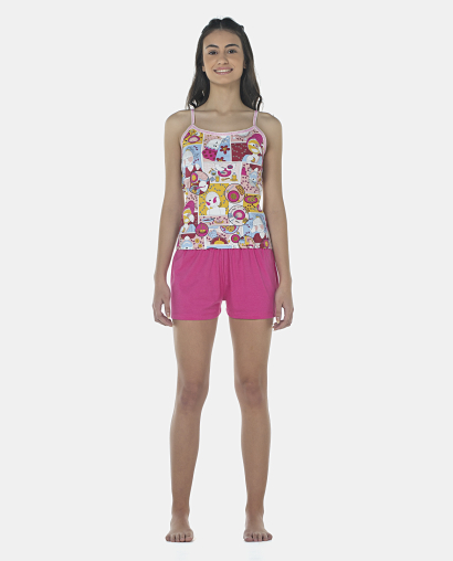 Pijama Feminino Adulto Alça e Short