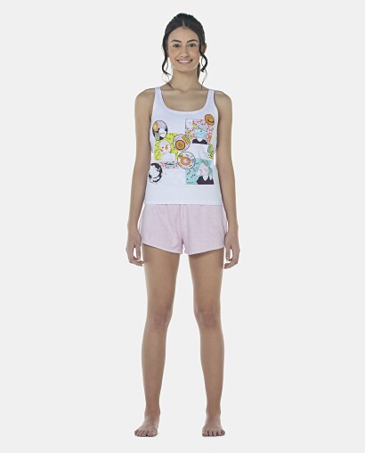 Pijama Feminino Adulto Regata e Short Atoalhado
