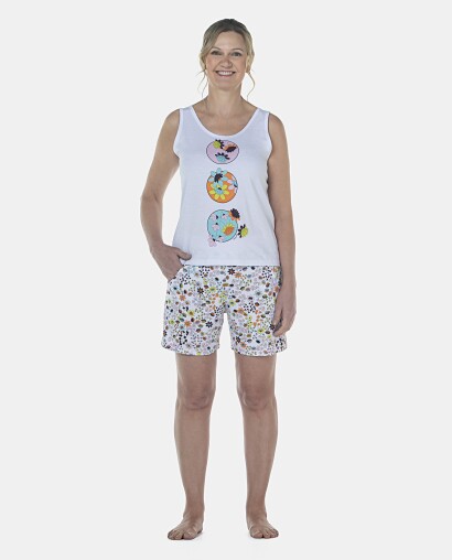 Pijama Feminino Adulto Regata e Bermuda