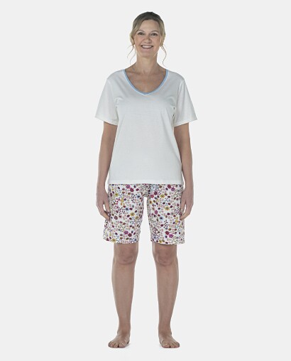 Pijama Feminino Adulto Manga Curta e Bermuda