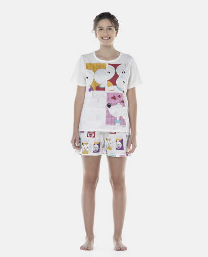 Pijama Feminino Adulto Manga Curta e Short
