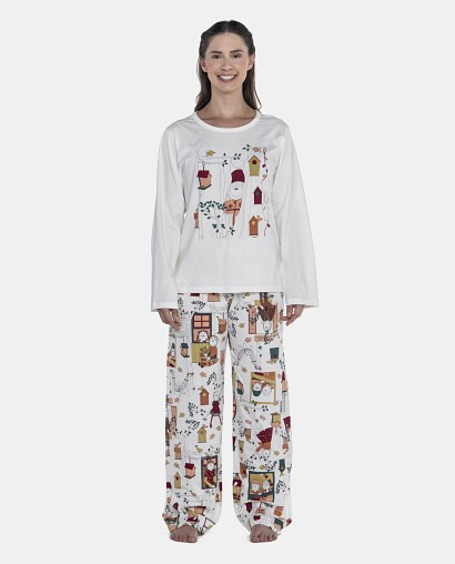 Pijama Feminino Adulto Manga Longa e Calça