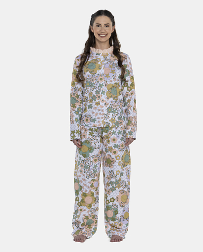 Pijama Feminino Adulto Manga Longa e Calça
