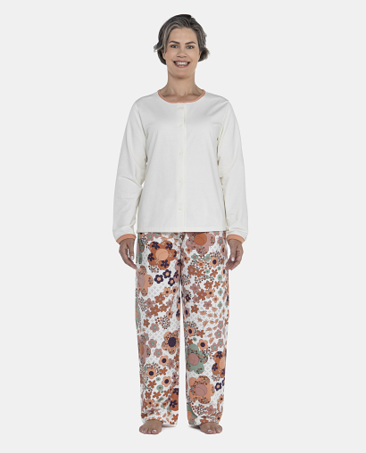 Pijama Feminino Adulto Manga Longa e Calça Moletinho