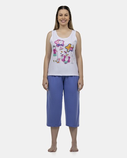 Pijama Feminino Adulto Regata e Corsário