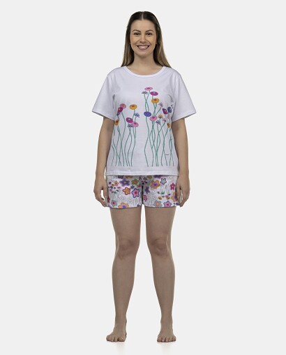 Pijama Feminino Adulto Manga Curta e Short