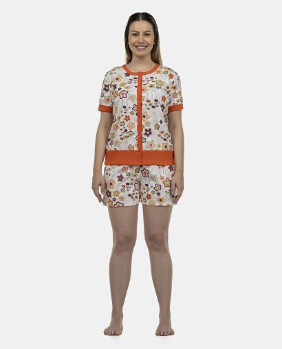Pijama Feminino Adulto Manga Curta e Short