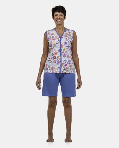 Pijama Feminino Adulto Regata Aberta e Bermuda