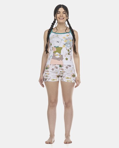 Pijama Feminino Adulto Alça e Short