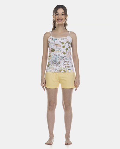 Pijama Feminino Adulto Alça e Short