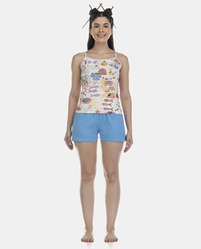 Pijama Feminino Adulto Alça e Short