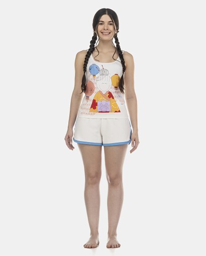 Pijama Feminino Adulto Regata e Short Atoalhado