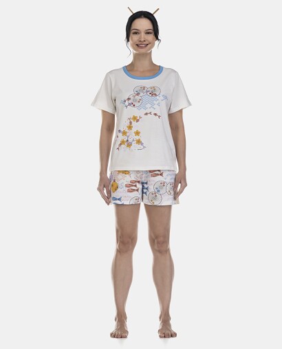 Pijama Feminino Adulto Manga Curta e Short
