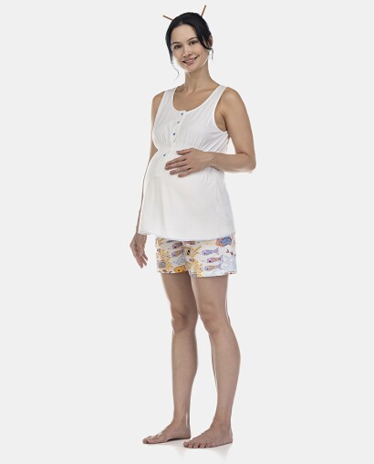 Pijama Feminino Gestante Regata e Short - Arte Milenar 
