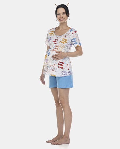 Pijama Feminino Gestante Manga Curta e Short