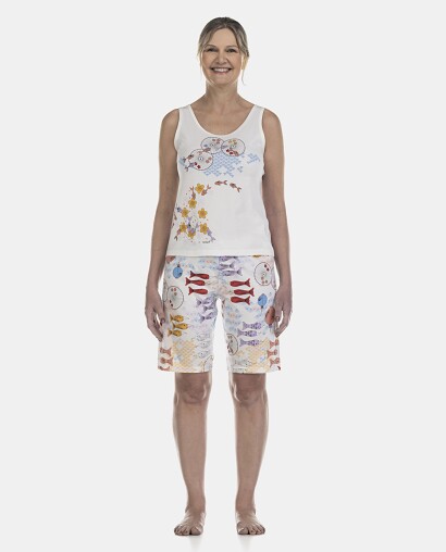 Pijama Feminino Adulto Regata e Bermuda