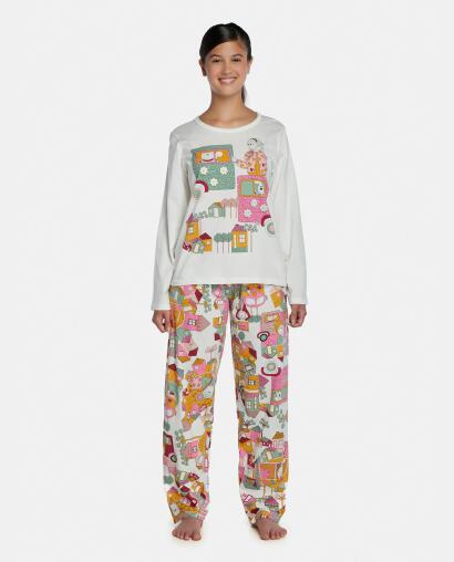 Pijama Feminino Adulto Manga Longa e Calça