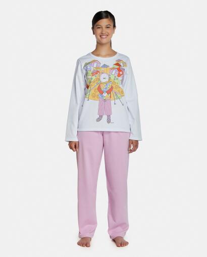 Pijama Feminino Adulto Manga Longa e Calça Moletinho