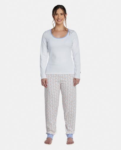 Pijama Feminino Adulto Manga Longa e Calça