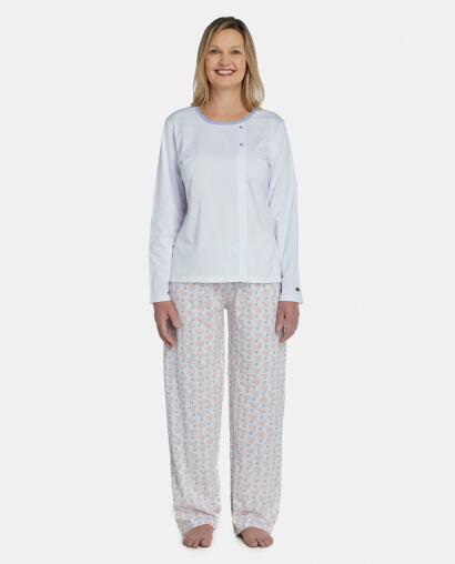 Pijama Feminino Adulto Manga Longa e Calça