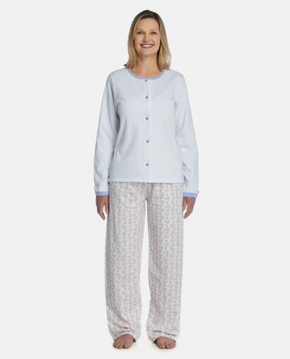 Pijama Feminino Adulto Manga Longa e Calça Moletinho