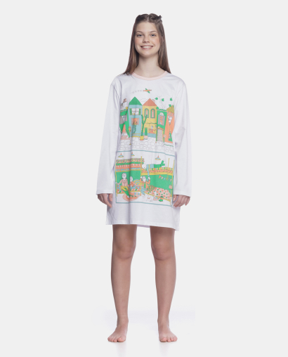 Camisão Feminino Adulto Manga Longa