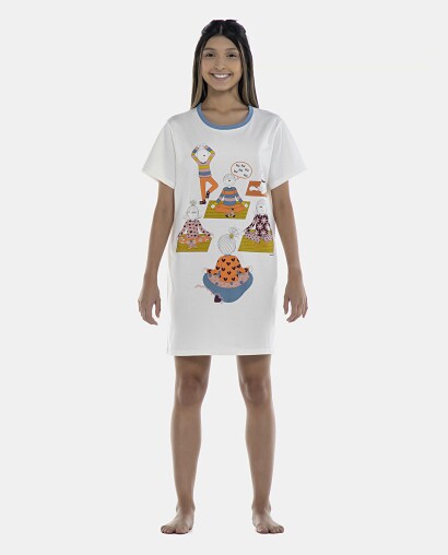 Camisão Feminino Adulto Manga Curta