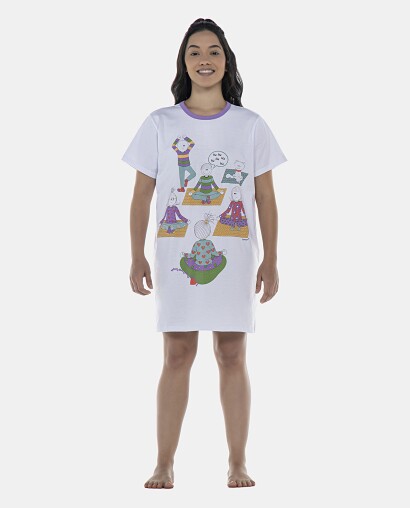 Camisão Feminino Adulto Manga Curta