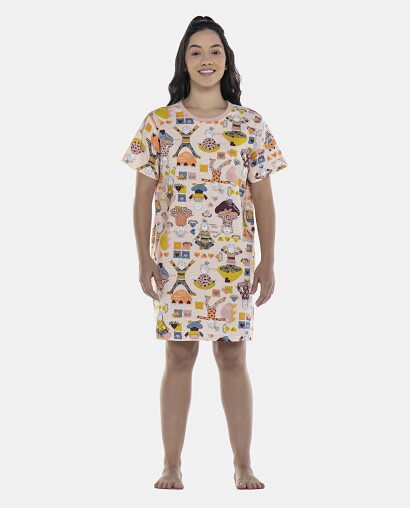 Camisão Feminino Adulto Manga Curta