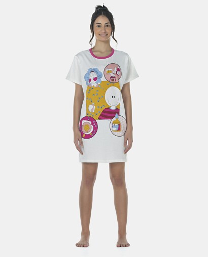 Camisão Feminino Adulto Manga Curta